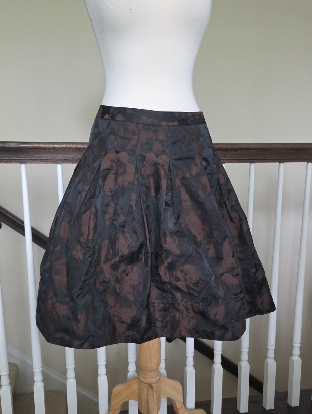 Talbots Black and Brown Floral A-Line Skirt